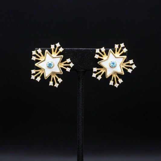 Pendientes Estrella Acero Chapados Dorados con Nácar y Circonitas | Lujo & Glamour