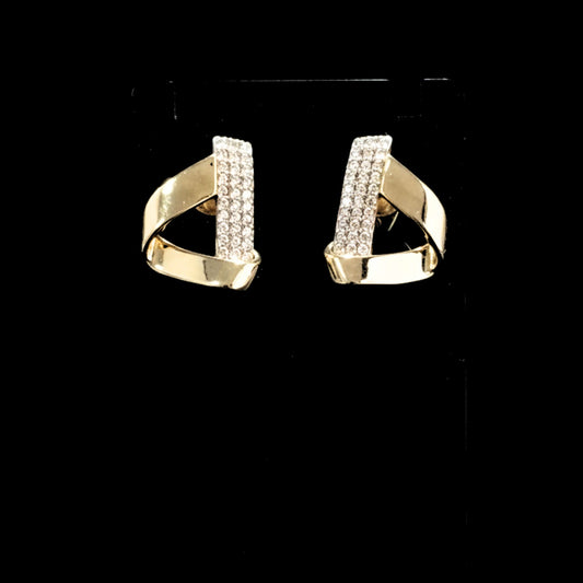 Pendientes Dorados Circonitas Pavé | Acero Chapado Oro 14K