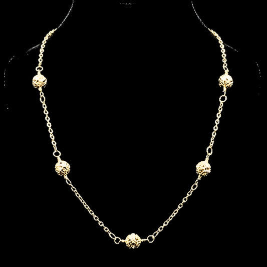 Gargantilla Dorada Bolas Caladas | Acero Chapado 14K | 43–49 cm