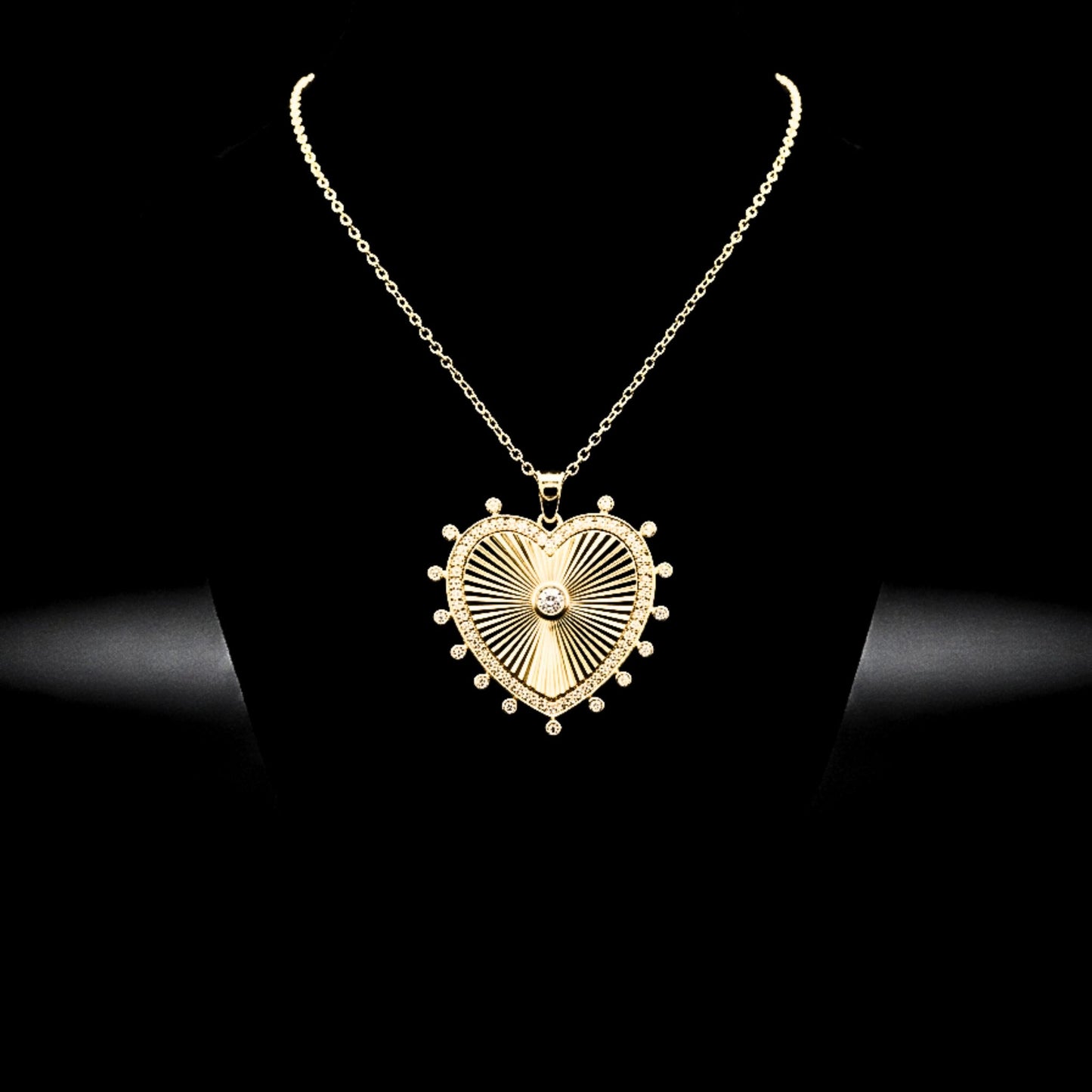 Collar Corazón Acero · Chapado Oro 14K con Circonitas