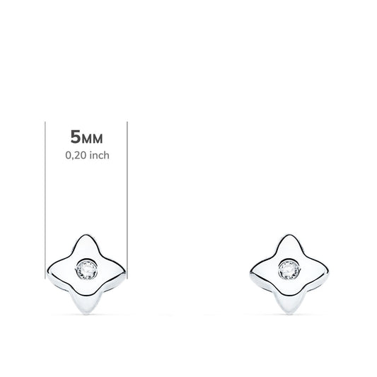 18K PENDIENTES ORO BLANCO ESTRELLA DIAMANTES LABORATORIO 0,030 QT VS2-G. MEDIDA: 5X5 MM. CIERRE PRESION