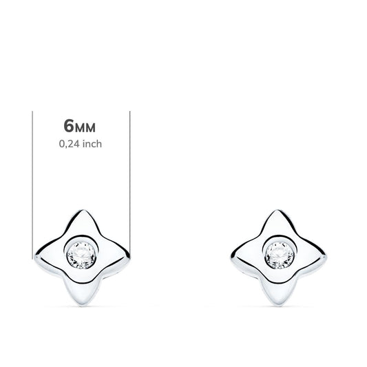 18K PENDIENTES ORO BLANCO ESTRELLA DIAMANTES LABORATORIO 0,100 QT VS2-G. MEDIDA: 6X6 MM. CIERRE PRESION