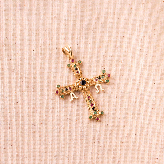 18K CRUZ DE COVADONGA O VICTORIA ORO AMARILLO GRANDE 40X34 MM
