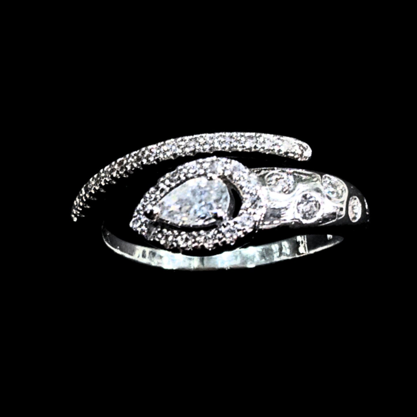Anillo Serpiente Mujer Acero Plateado con Circonitas Blancas