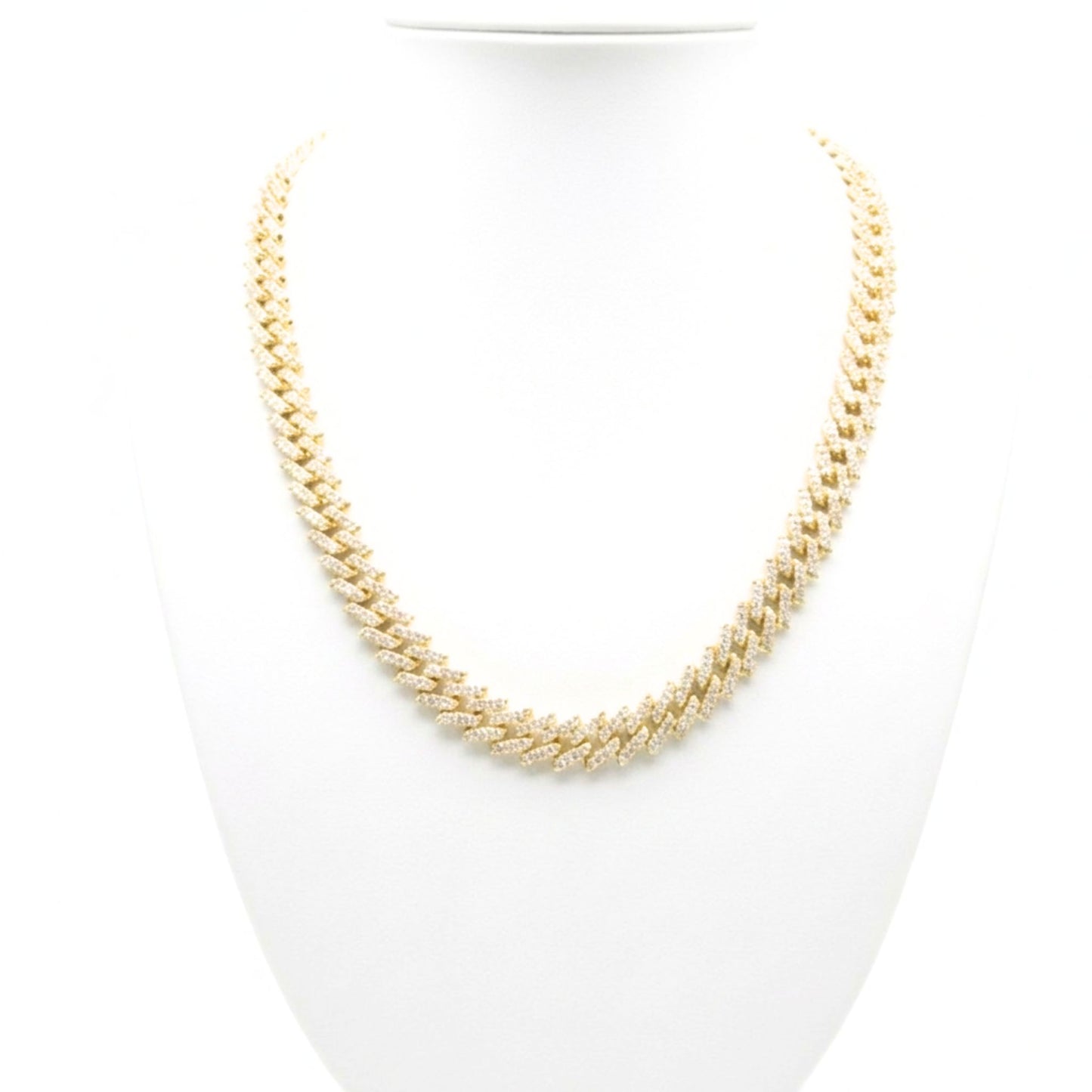 Cadena Acero inoxidable dorado chapado oro 14ktes circonitas blancas engastadas cierre de lengüeta de cajón diseño joyería osnor moda moderno fiesta fashion glamour lujo elegante diario boda
