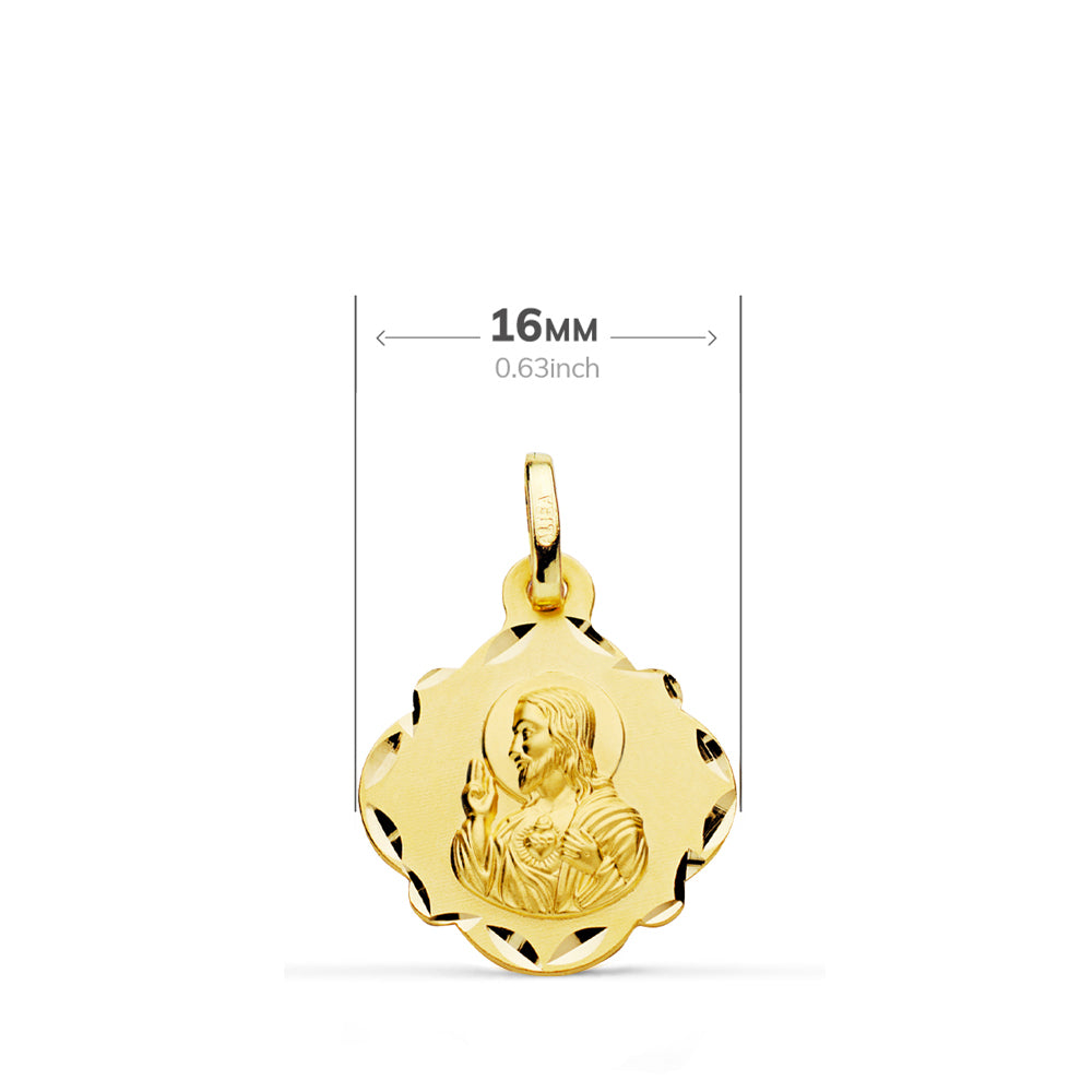 18K ESCAPULARIO ORO AMARILLO ORO AMARILLO VIRGEN DEL CARMEN Y CORAZON DE JESUS 16 MM
