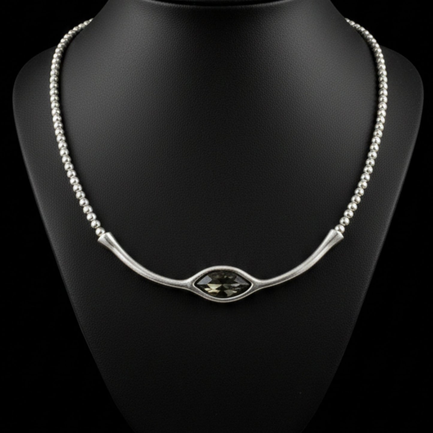 Collar Gargantilla Circonita Gris Ahumado | Zamak Plateado | Joyería Osnor