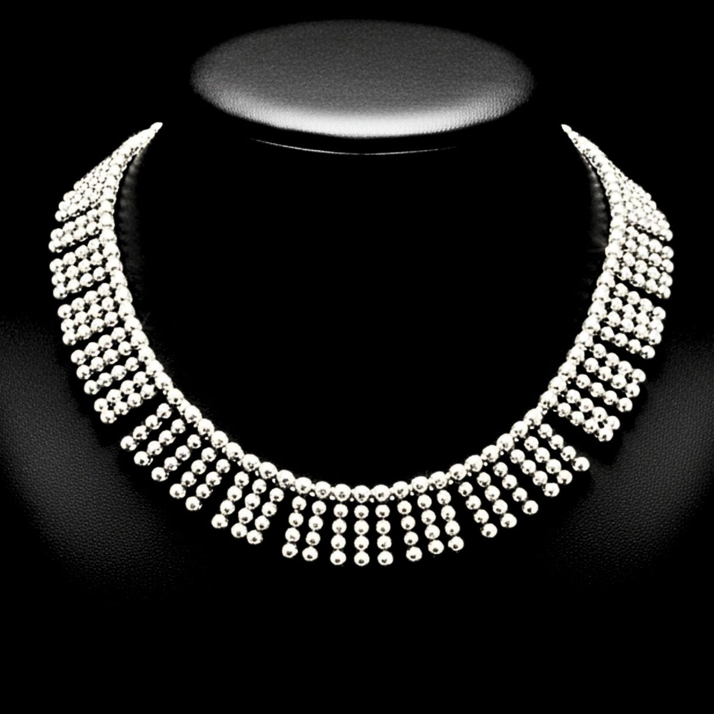 collar flecos de zamak tipo gargantilla plateado joyeria osnor zamak