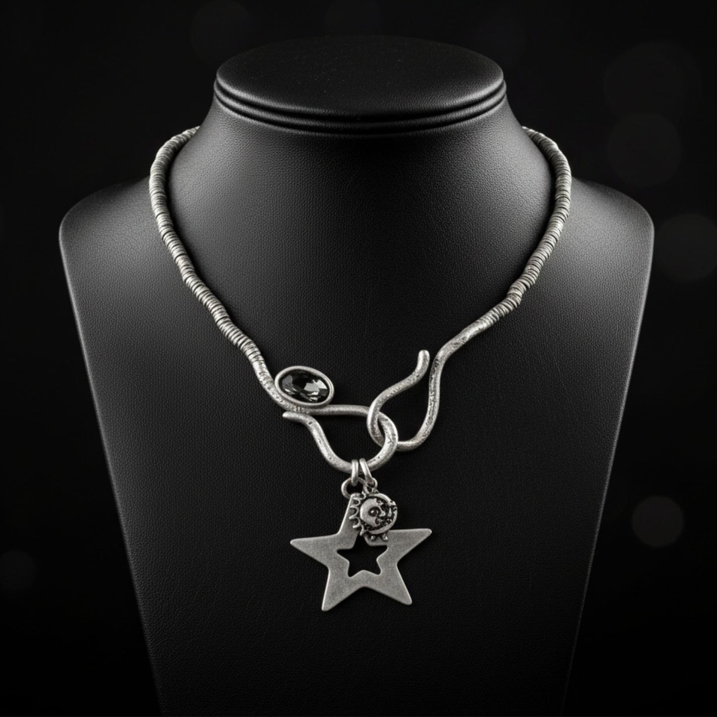 Collar Zamak Mujer Estrella, Luna y Sol con Circonita Joyeria Osnor