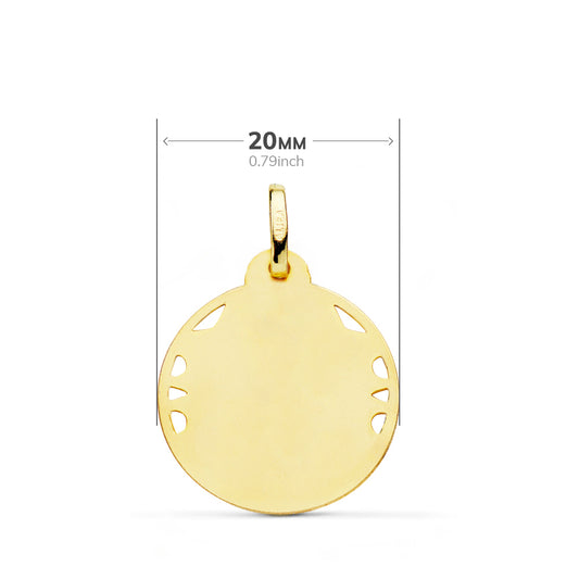 18K MEDALLA ORO AMARILLO CRISTO SAGRADO CORAZON DE JESUS HELICE CALADA 20 MM