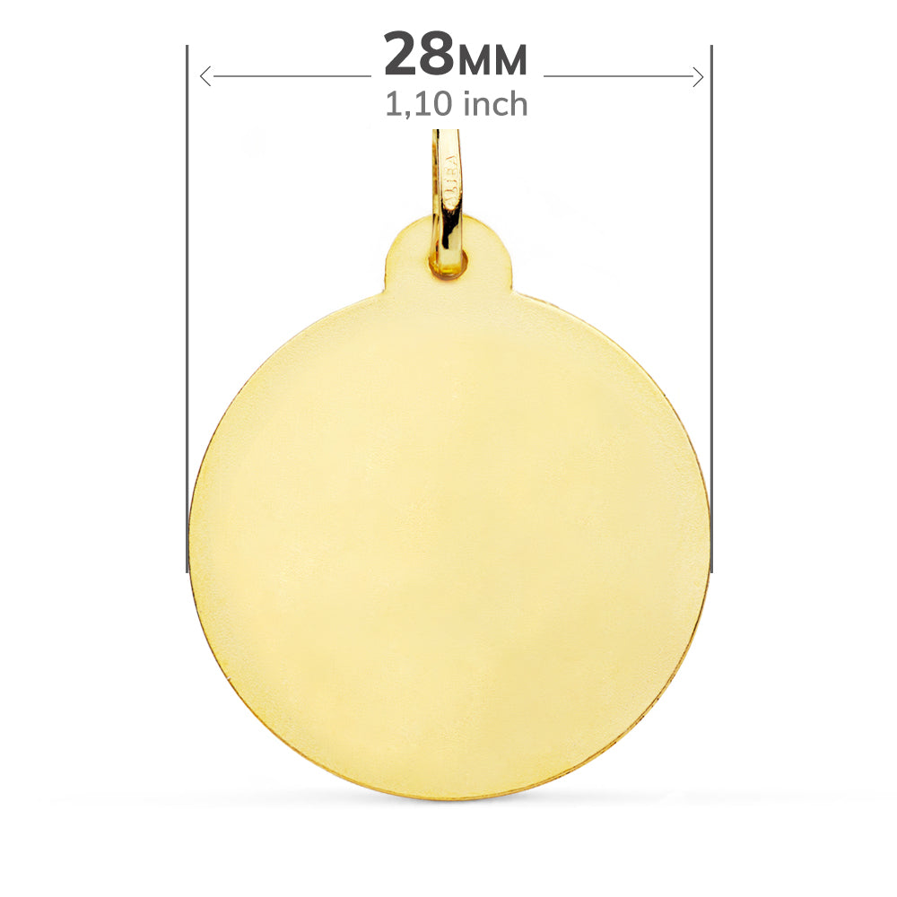 18K MEDALLA ORO AMARILLO VIRGEN DEL CARMEN TALLADA 28 MM