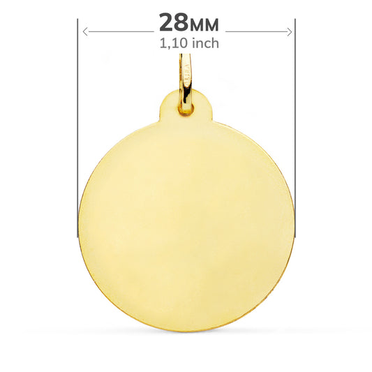 18K MEDALLA ORO AMARILLO VIRGEN DEL CARMEN TALLADA 28 MM
