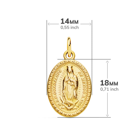 18K MEDALLA ESCAPULARIO ORO AMARILLO VIRGEN DE GUADALUPE OVAL 18X14 MM