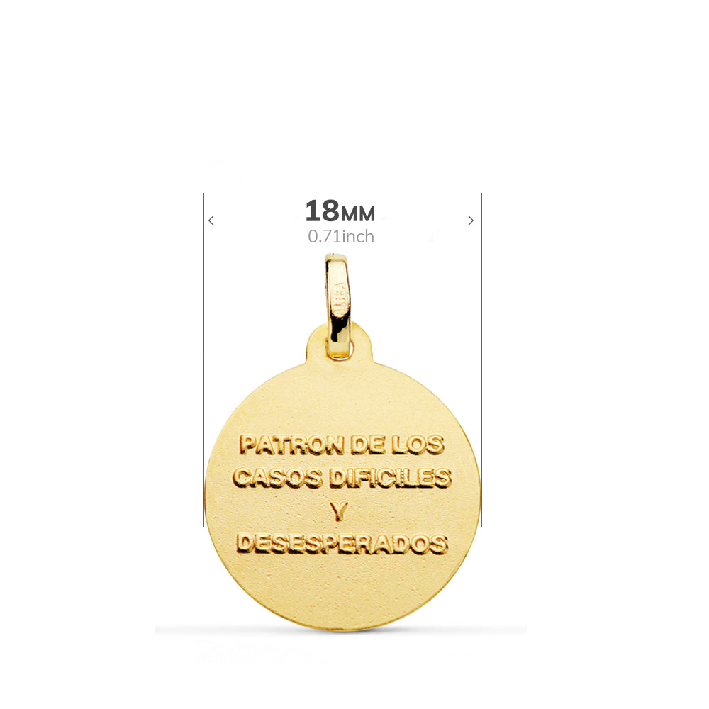 18K MEDALLA ORO AMARILLO SAN JUDAS TADEO BISEL 18 MM