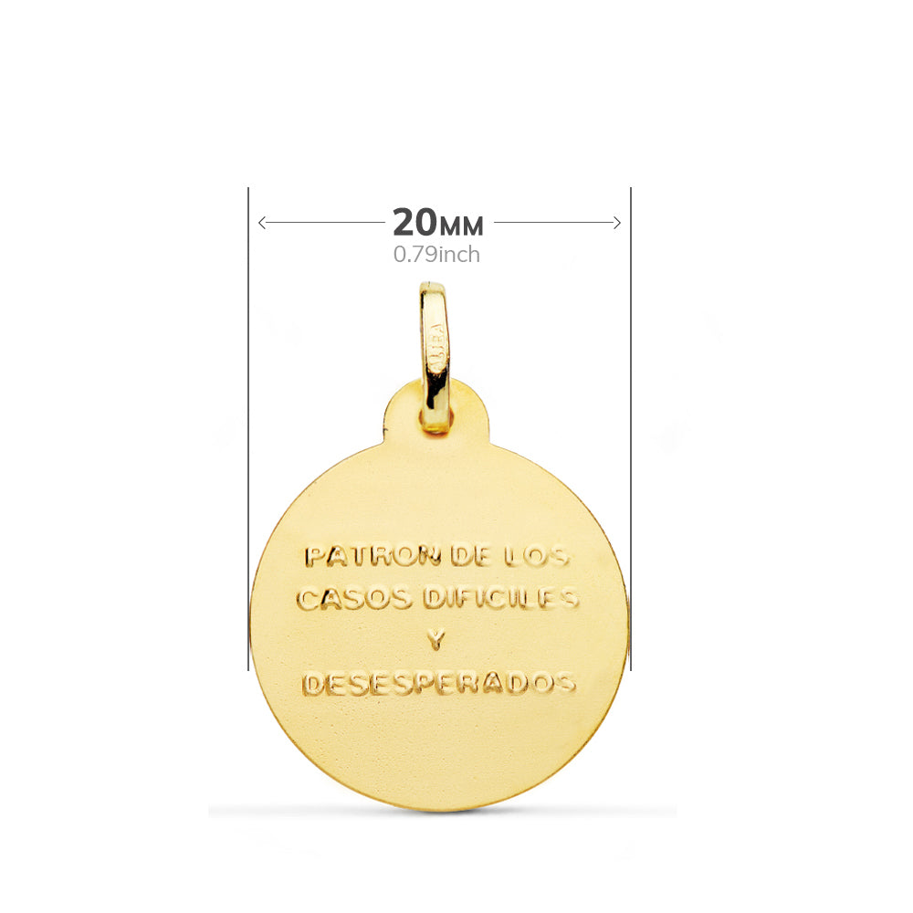 18K MEDALLA ORO AMARILLO SAN JUDAS TADEO BISEL 20 MM