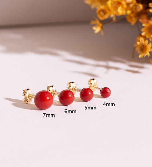 18K PENDIENTES ORO AMARILLO CORAL CON CASQUILLA. MEDIDA: 7 MM. CIERRE PRESION