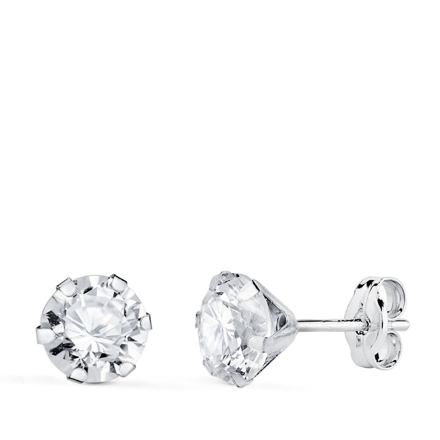 18K PENDIENTES ORO BLANCO 6 GARRAS CON CIRCONITA. ANCHO: 6 MM CIERRE PRESION