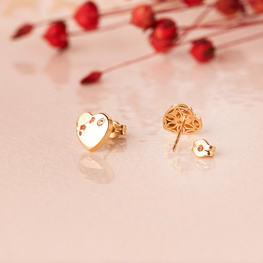 18K PENDIENTES ORO AMARILLO CON CORAZON CIRCONITA BRILLO 8X8 MM. CIERRE PRESION
