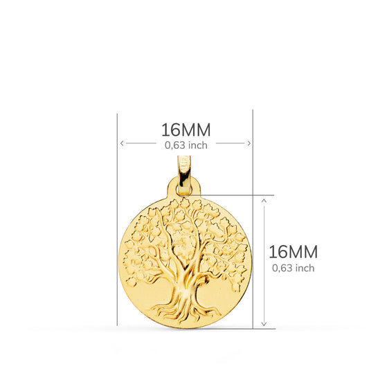 9K MEDALLA ORO AMARILLO ARBOL DE LA VIDA 16 MM 1.80GRS