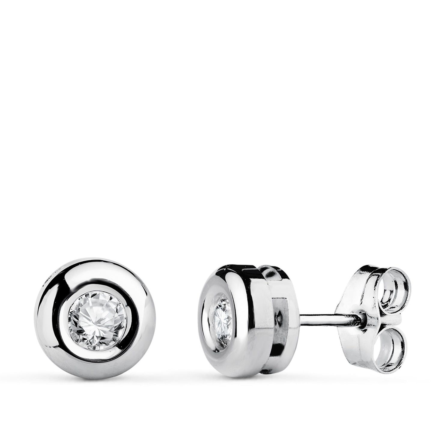 18K PENDIENTES ORO BLANCO DIAMANTES LABORATORIO 3,40 MM 0,300 QTS VS2-G. MEDIDA: 7X7 MM. CIERRE PRESION