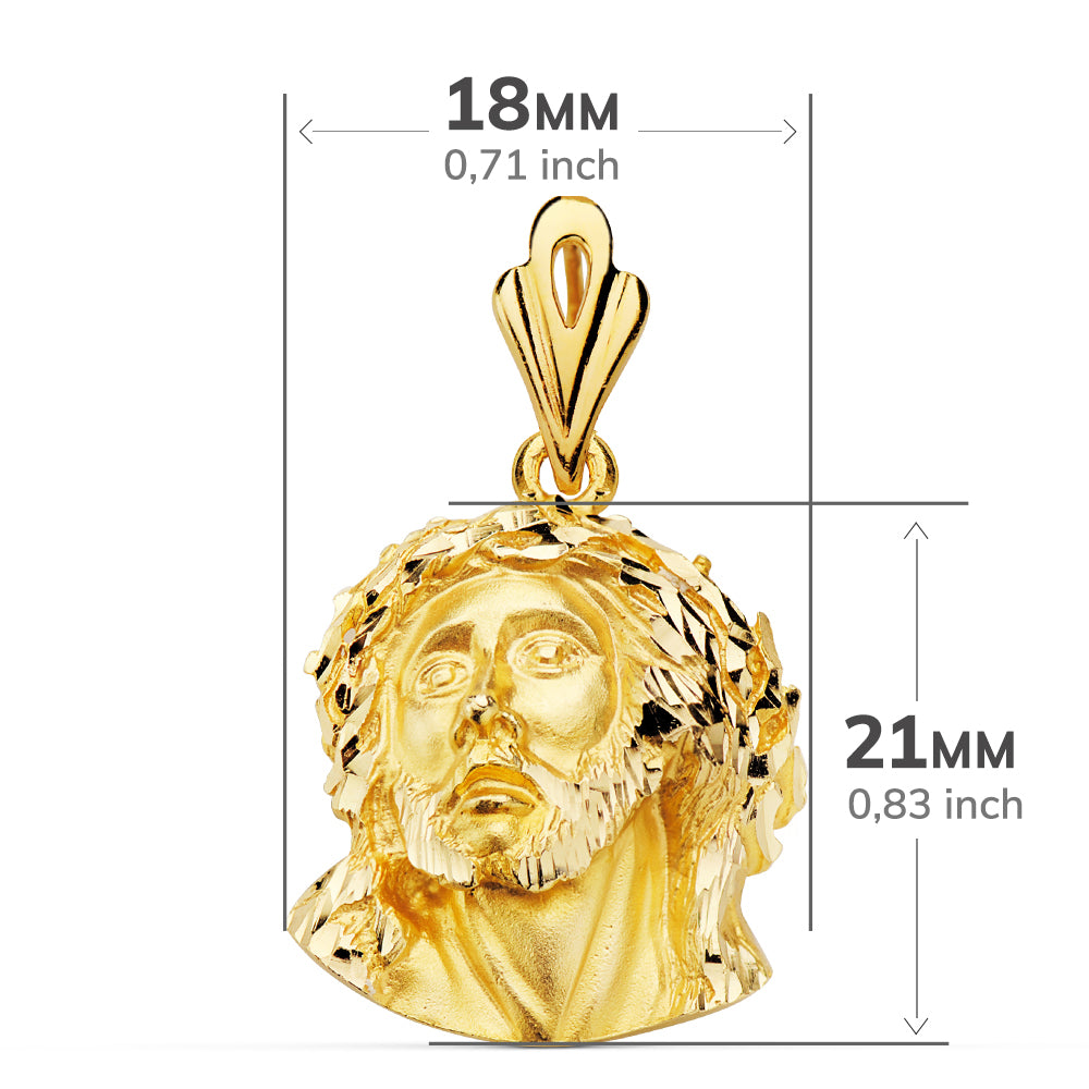 18K COLGANTE ORO AMARILLO CABEZA DE CRISTO DE MURILLO 21X18 MM