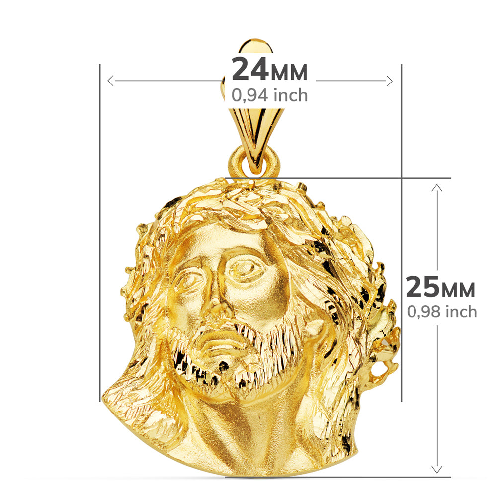 18K COLGANTE ORO AMARILLO CABEZA DE CRISTO DE MURILLO 25X24 MM
