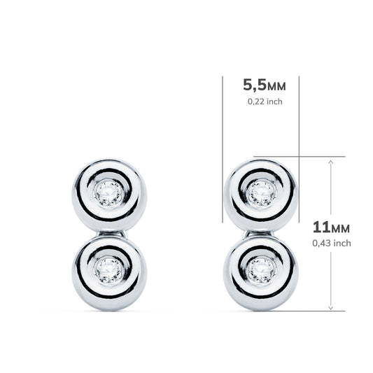 18K PENDIENTES ORO BLANCO CHATON 4 DIAMANTES LABORATORIO VS2-G 0,080 QTS. MEDIDA: 11 X 5,5 MM. CIERRE PRESION