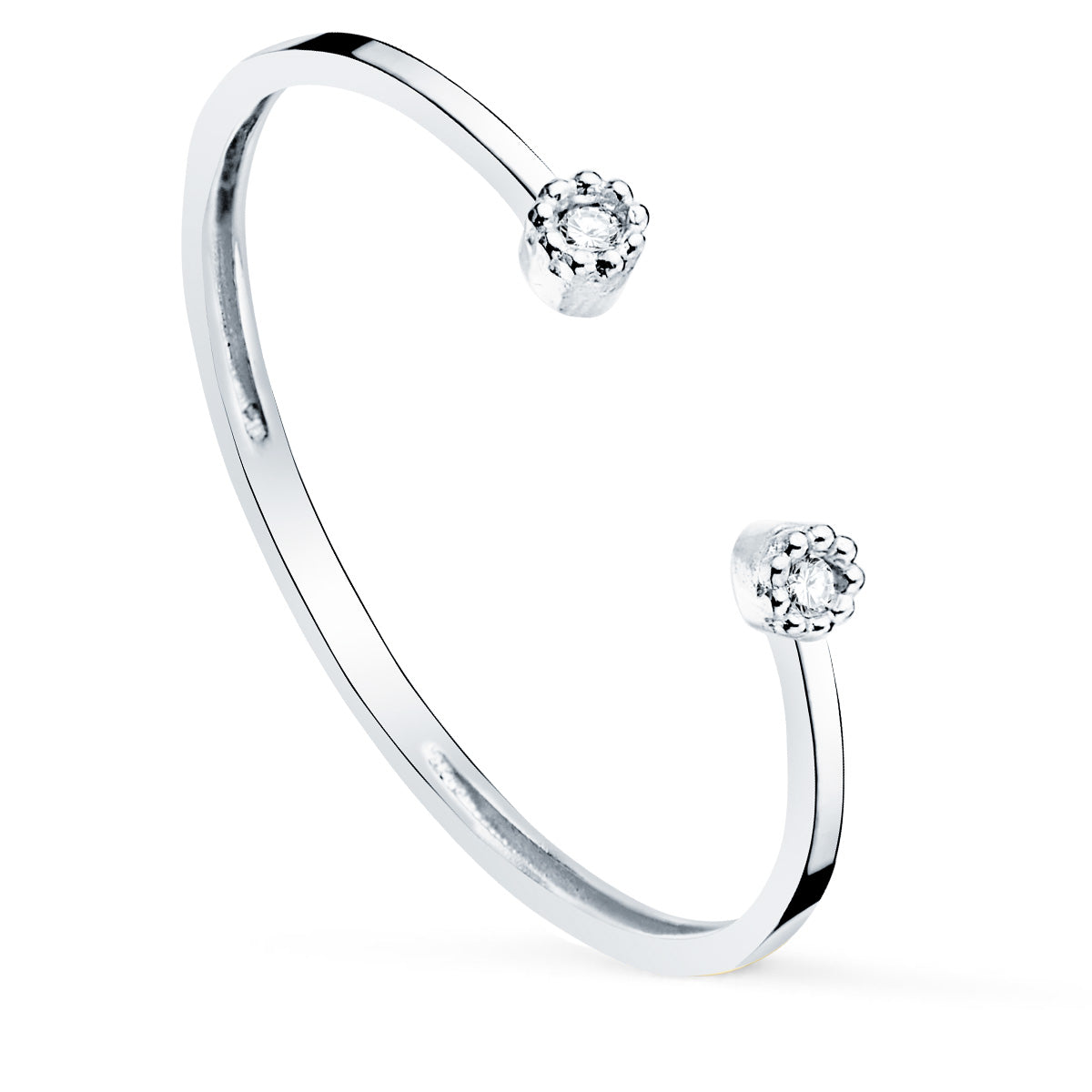 18K SORTIJA ORO BLANCO DIAMANTES 0.0160 QTS. CUERPO 1.10 MM