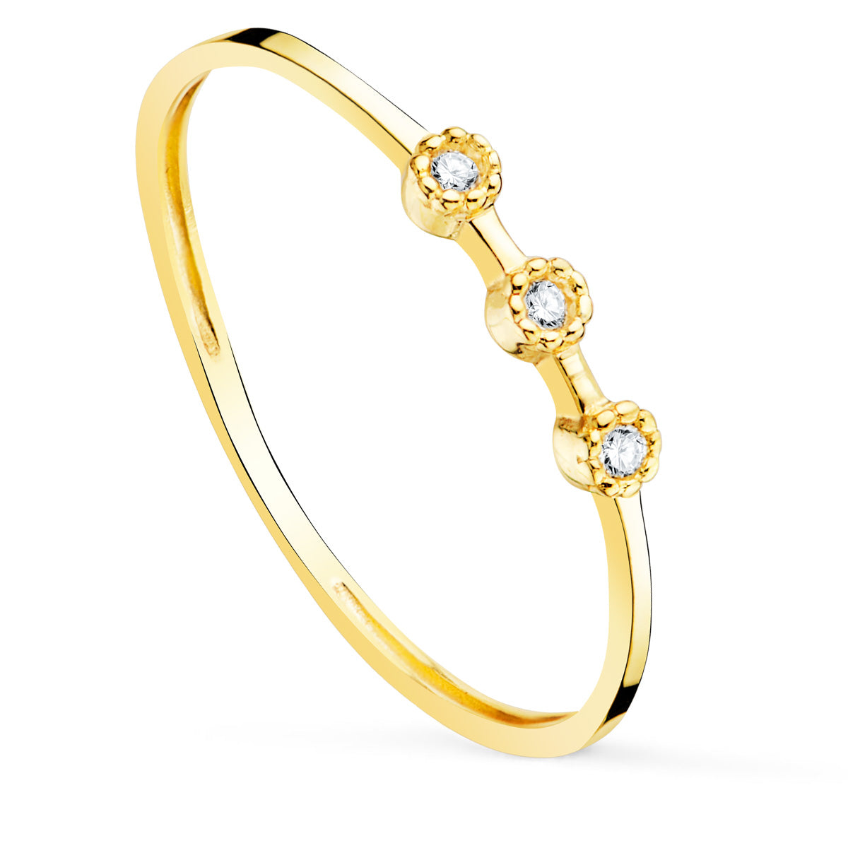 18K SORTIJA ORO AMARILLO DIAMANTES 0.0240 QTS. CUERPO 1.10 MM