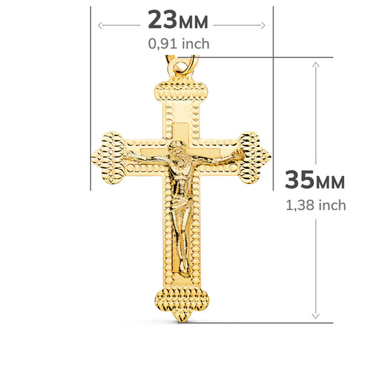 18K CRUZ ORO AMARILLO CON CRISTO TALLADA 35X23 MM