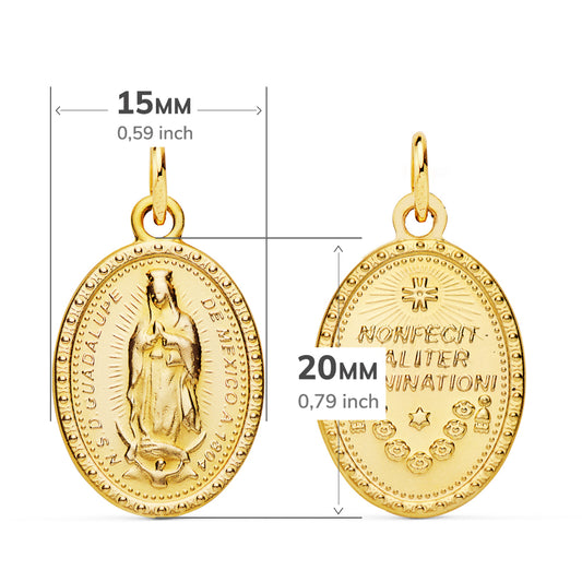 18K ESCAPULARIO ORO AMARILLO VIRGEN DE GUADALUPE 23X15 MM