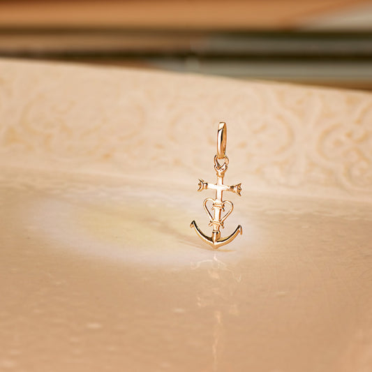 18K COLGANTE CRUZ DE LA CAMARGA ORO AMARILLO. 20 X 12 MM