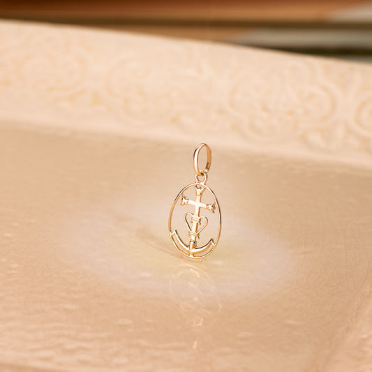 18K COLGANTE ORO AMARILLO CRUZ DE LA CAMARGA CON CERCO. 22 X 14 MM