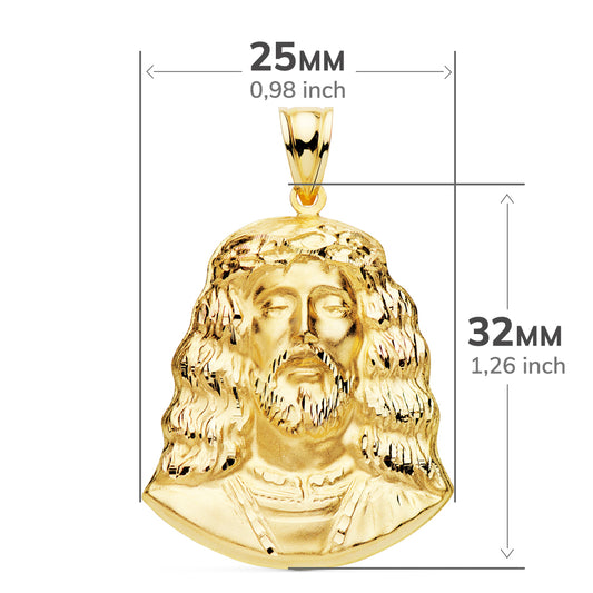 18K COLGANTE ROSTRO CRISTO ORO AMARILLO. 32 X 25 MM
