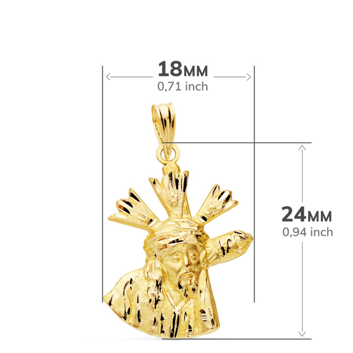 18K COLGANTE CRISTO DEL GRAN PODER SILUETA ORO AMARILLO 24X18 MM