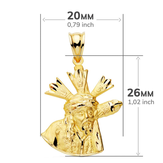 18K COLGANTE CRISTO GRAN PODER SILUETA ORO AMARILLO 24X20 MM