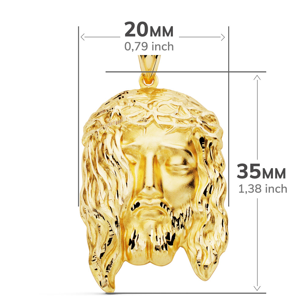 18K COLGANTE ORO AMARILLO CABEZA DE CRISTO 35X20 MM