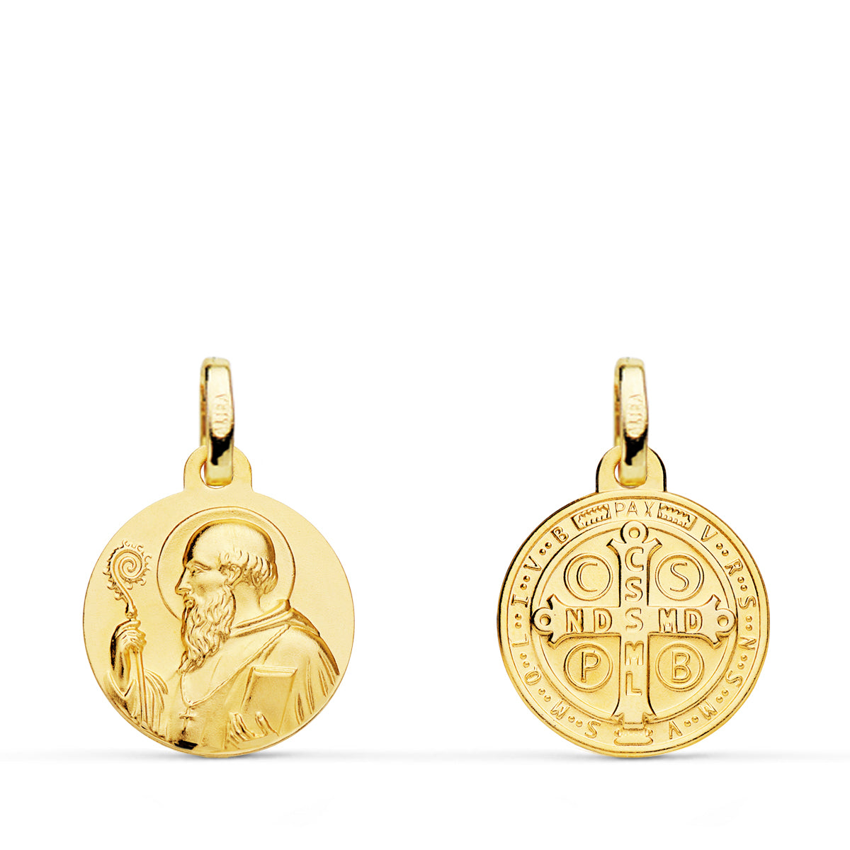 18K ESCAPULARIO ORO AMARILLO SAN BENITO LISO 14 MM