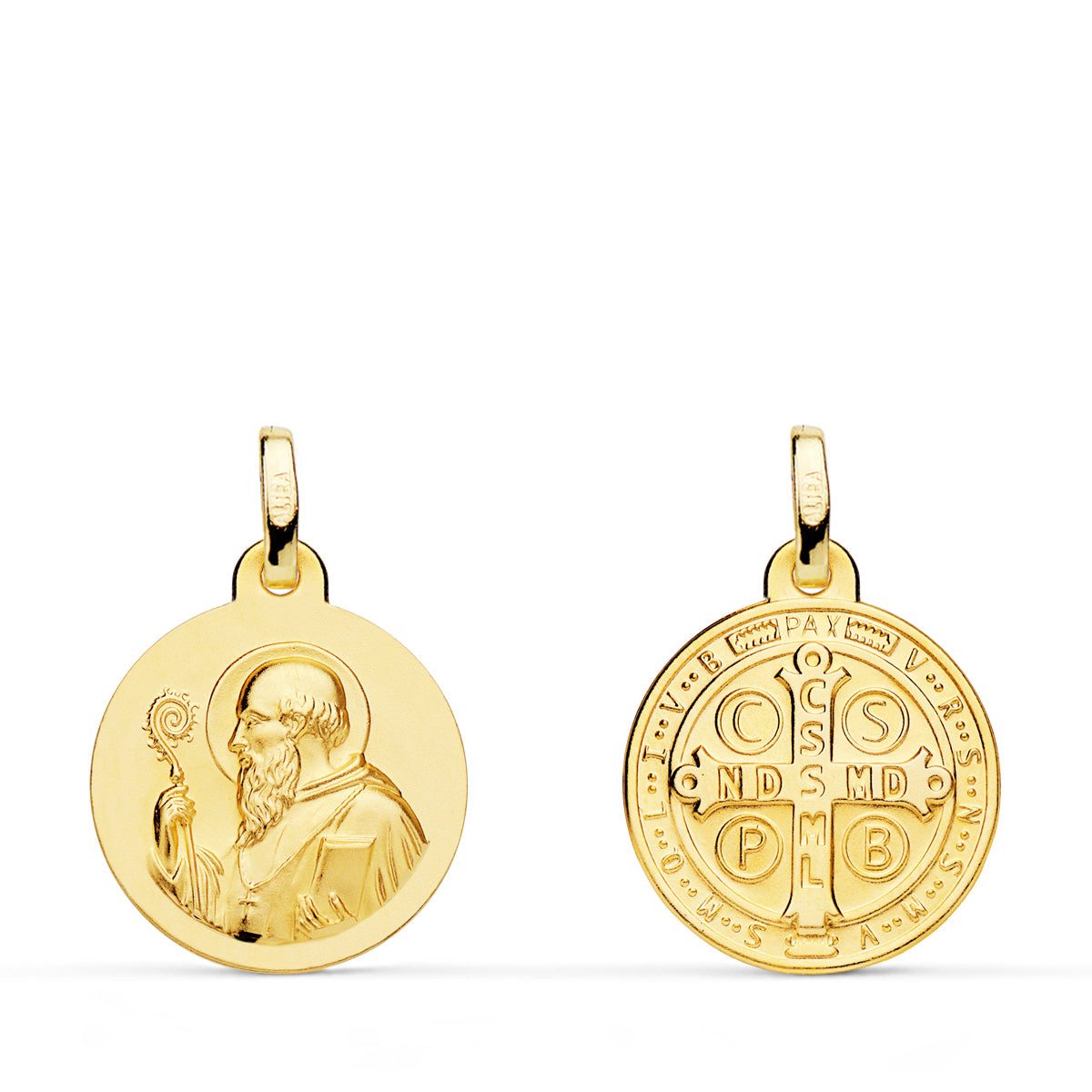 18K MEDALLA ORO AMARILLO ESCAPULARIO ORO AMARILLO SAN BENITO 16 MM
