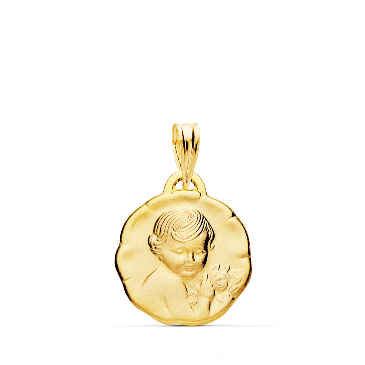9K MEDALLA ORO AMARILLO ANGEL QUERUBIN 15 MM