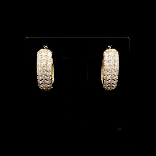 Pendientes Aro Dorado Circonitas Blancas | Acero Inoxidable Chapado Oro 14K