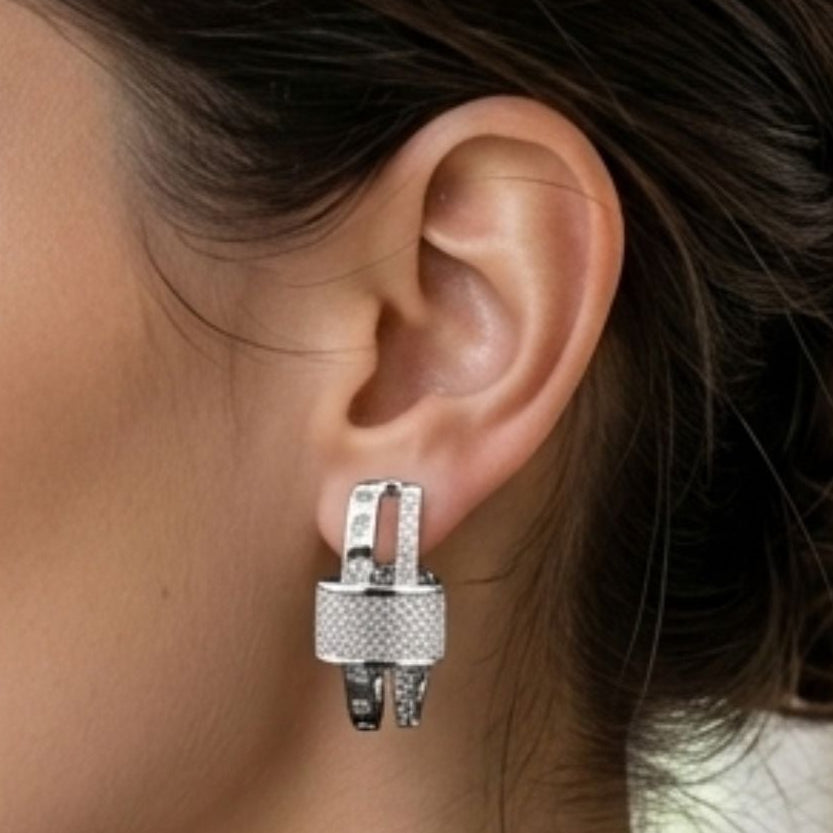 Pendientes Mujer Acero Plateado con Circonitas | Diseño Glamour