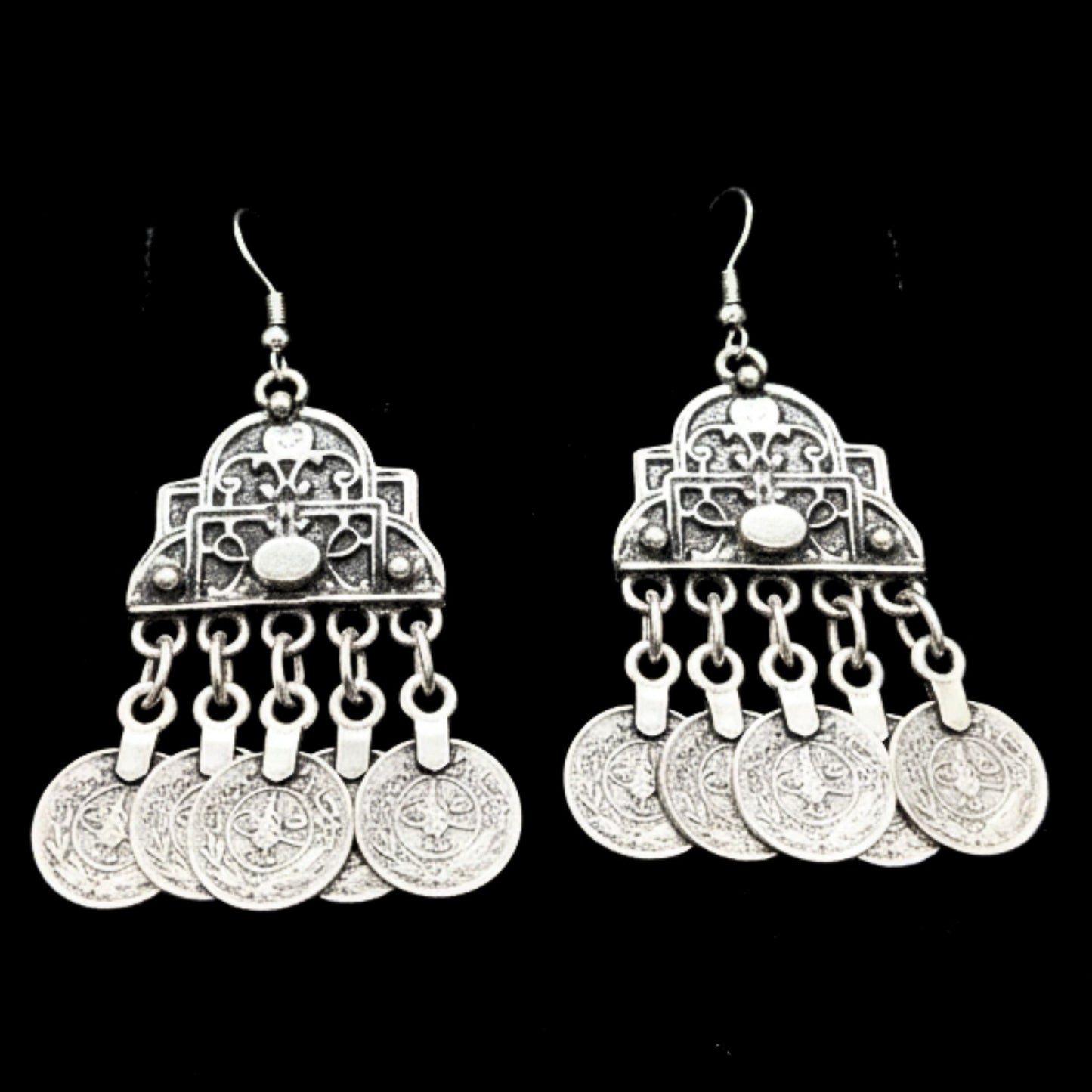 pendiente zamak con monedas exclusivo etnicos joyeria osnor zamak
