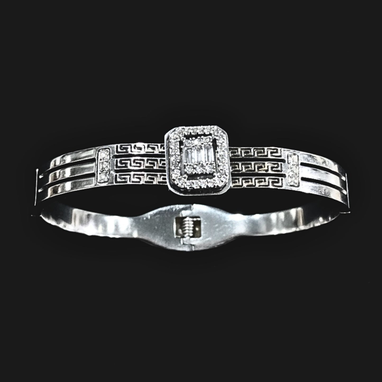 brazalete acero plateado diseño mujer joyeria osnor