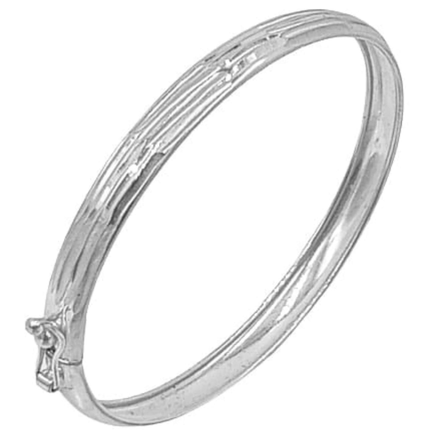 Pulsera Brazalete Media Caña Labrada y Brillante en Plata de Ley. Joyeria Osnor