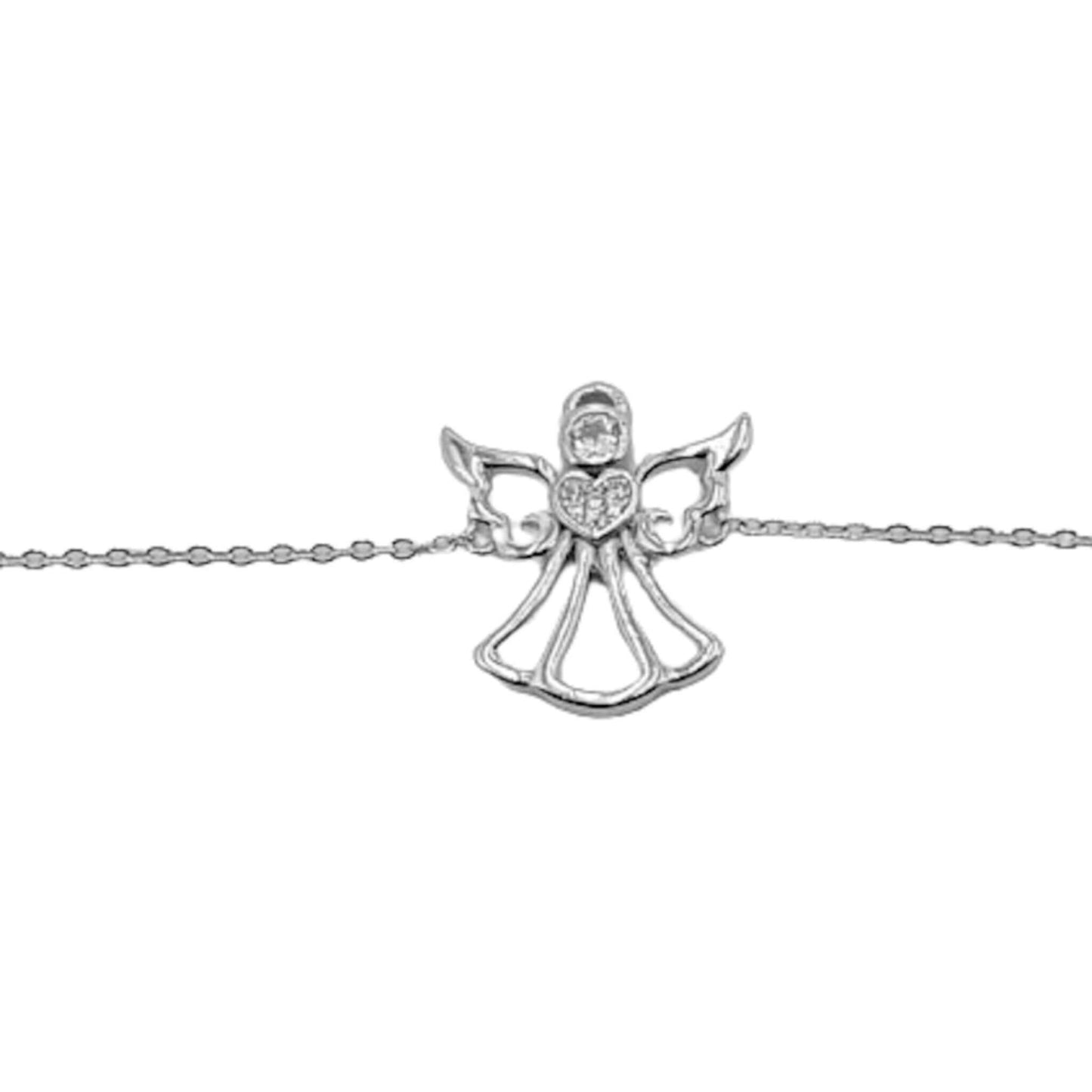 Pulsera Ángel con Circonitas Plata con Baño de Rodio. Joyeria Osnor