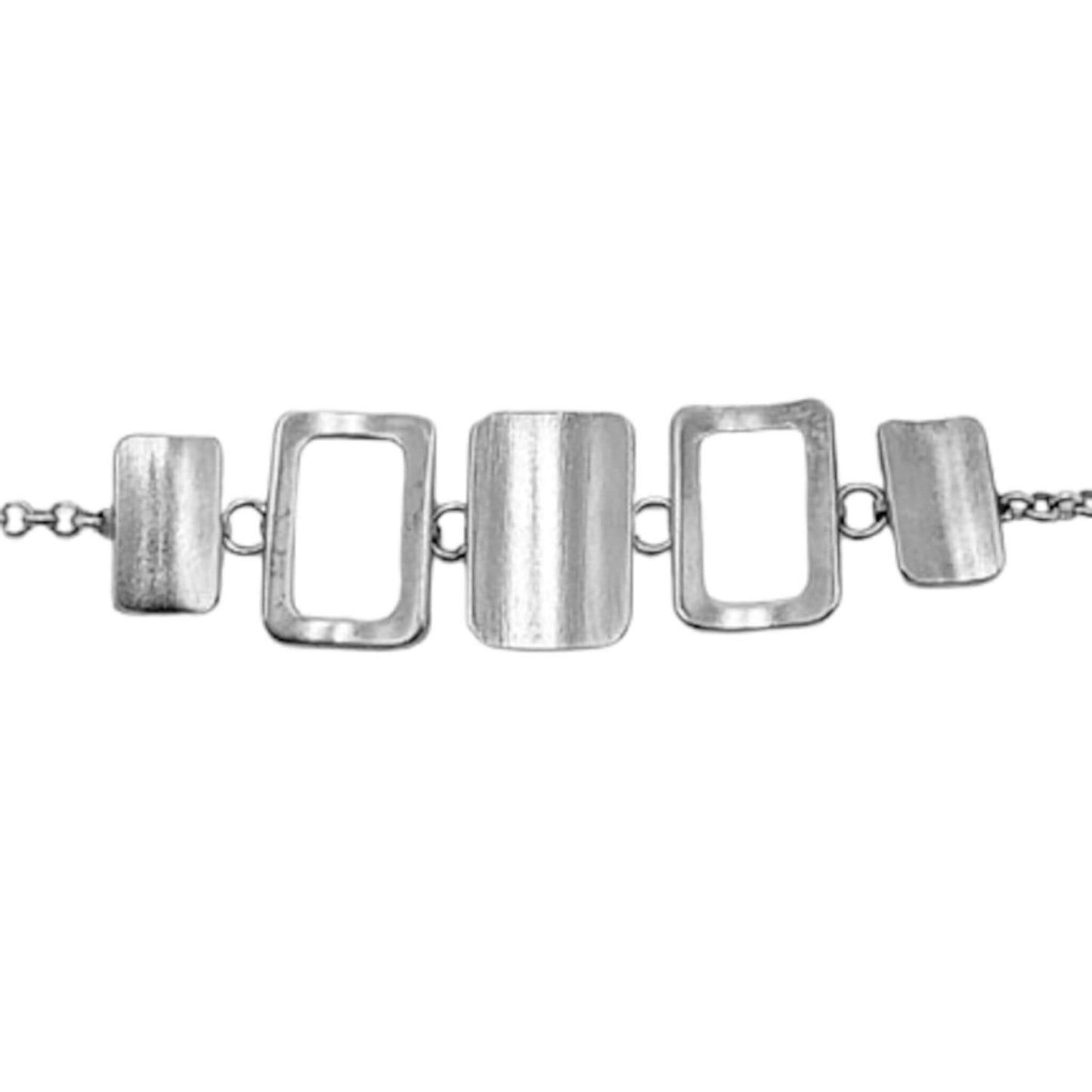 Pulsera Plata Geométrica con Rectángulos – Acabado Mate y Brillo Rodio. Joyeria Osnor
