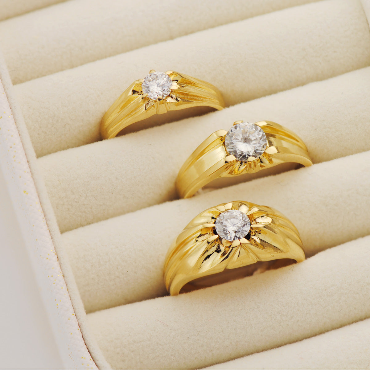 18K SOLITARIO ORO AMARILLO CIRCONITA 6 MM INTERIOR FORRADO