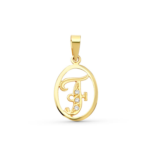 18K COLGANTE ORO AMARILLO LETRA F CON CIRCONITAS