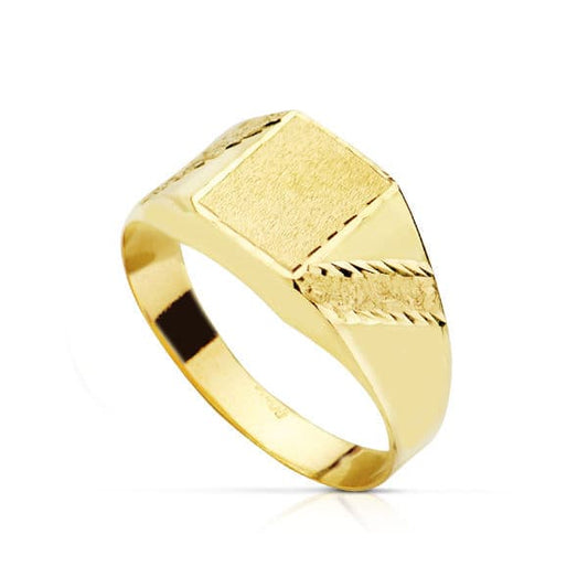 18K SELLO ORO AMARILLO HUECP RECTANGULO LATERAL TALLADO. ZONA GRABADO: 8.5 X 7.5 MM